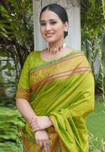 Load image into Gallery viewer, Light Green Silk Paithani Saree