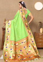 Load image into Gallery viewer, Light Green Silk Saree With Blouse