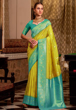 Load image into Gallery viewer, Light Green Silk Saree With Blouse