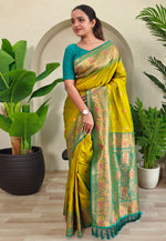 Load image into Gallery viewer, Light Green Silk Saree With Blouse