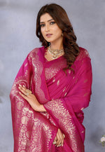 Load image into Gallery viewer, Magenta Banarasi Silk Saree
