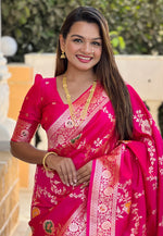 Load image into Gallery viewer, Magenta Banarasi Silk Saree