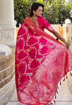 Load image into Gallery viewer, Magenta Banarasi Silk Saree