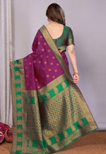 Load image into Gallery viewer, Magenta Banarasi Silk Saree