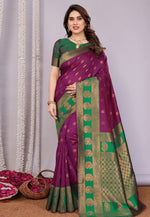 Load image into Gallery viewer, Magenta Banarasi Silk Saree