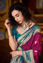 Load image into Gallery viewer, Magenta Banarasi Silk Saree