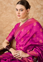 Load image into Gallery viewer, Magenta Banarasi Silk Saree