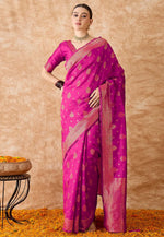 Load image into Gallery viewer, Magenta Banarasi Silk Saree
