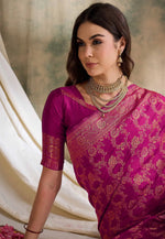 Load image into Gallery viewer, Magenta Banarasi Silk Saree