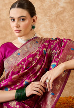 Load image into Gallery viewer, Magenta Banarasi Silk Saree