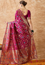 Load image into Gallery viewer, Magenta Banarasi Silk Saree