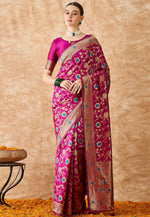 Load image into Gallery viewer, Magenta Banarasi Silk Saree