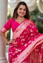 Load image into Gallery viewer, Magenta Banarasi Silk Saree