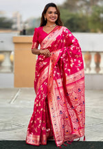Load image into Gallery viewer, Magenta Banarasi Silk Saree