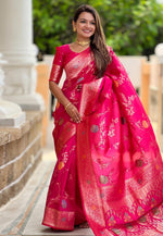 Load image into Gallery viewer, Magenta Banarasi Silk Saree