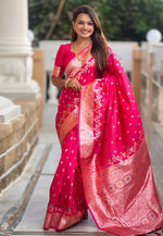 Load image into Gallery viewer, Magenta Banarasi Silk Saree