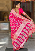 Load image into Gallery viewer, Magenta Banarasi Silk Saree With Blouse