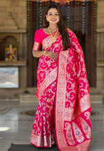 Load image into Gallery viewer, Magenta Banarasi Silk Saree With Blouse