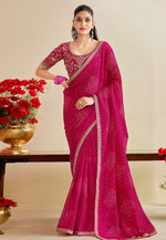 Load image into Gallery viewer, Magenta Chiffon Saree With Blouse