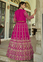 Load image into Gallery viewer, Magenta Chinon Jacket Style Lehenga Choli