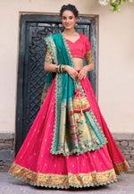 Load image into Gallery viewer, Magenta Jacquard Silk Circular Lehenga Choli