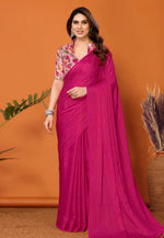 Load image into Gallery viewer, Magenta Polyester Saree With Blouse