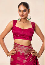 Load image into Gallery viewer, Magenta Satin Silk Saree With Blouse