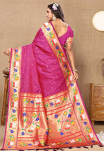 Load image into Gallery viewer, Magenta Silk Paithani Saree