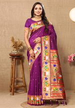 Load image into Gallery viewer, Magenta Silk Paithani Saree