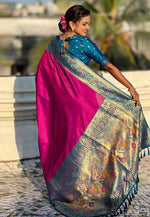 Load image into Gallery viewer, Magenta Silk Paithani Saree