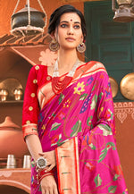 Load image into Gallery viewer, Magenta Silk Paithani Saree