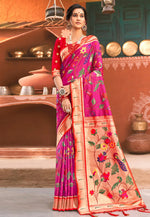 Load image into Gallery viewer, Magenta Silk Paithani Saree