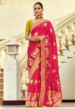 Load image into Gallery viewer, Magenta Silk Saree With Blouse