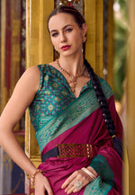 Load image into Gallery viewer, Magenta Silk Saree With Blouse