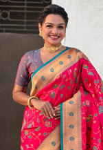 Load image into Gallery viewer, Magenta Silk Saree With Blouse
