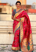 Load image into Gallery viewer, Magenta Silk Saree With Blouse