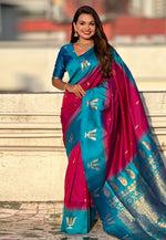 Load image into Gallery viewer, Magenta Silk Saree With Blouse