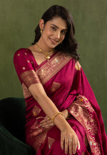 Load image into Gallery viewer, Magenta Silk Saree With Blouse