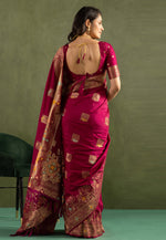 Load image into Gallery viewer, Magenta Silk Saree With Blouse