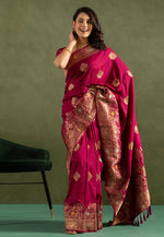 Load image into Gallery viewer, Magenta Silk Saree With Blouse