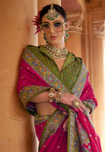 Load image into Gallery viewer, Magenta Silk Saree With Blouse