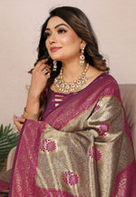 Load image into Gallery viewer, Magenta Tissue Silk Saree With Blouse