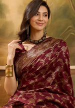 Load image into Gallery viewer, Maroon Banarasi Jacquard Saree