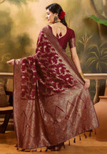 Load image into Gallery viewer, Maroon Banarasi Jacquard Saree