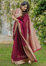 Load image into Gallery viewer, Maroon Banarasi Silk Saree