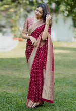 Load image into Gallery viewer, Maroon Banarasi Silk Saree