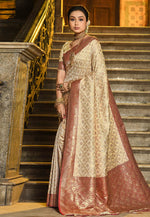 Load image into Gallery viewer, Maroon Banarasi Silk Saree