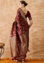 Load image into Gallery viewer, Maroon Banarasi Silk Saree