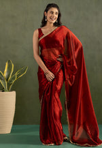 Load image into Gallery viewer, Maroon Chiffon Lehenga Saree