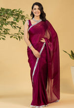 Load image into Gallery viewer, Maroon Chiffon Saree With Blouse
